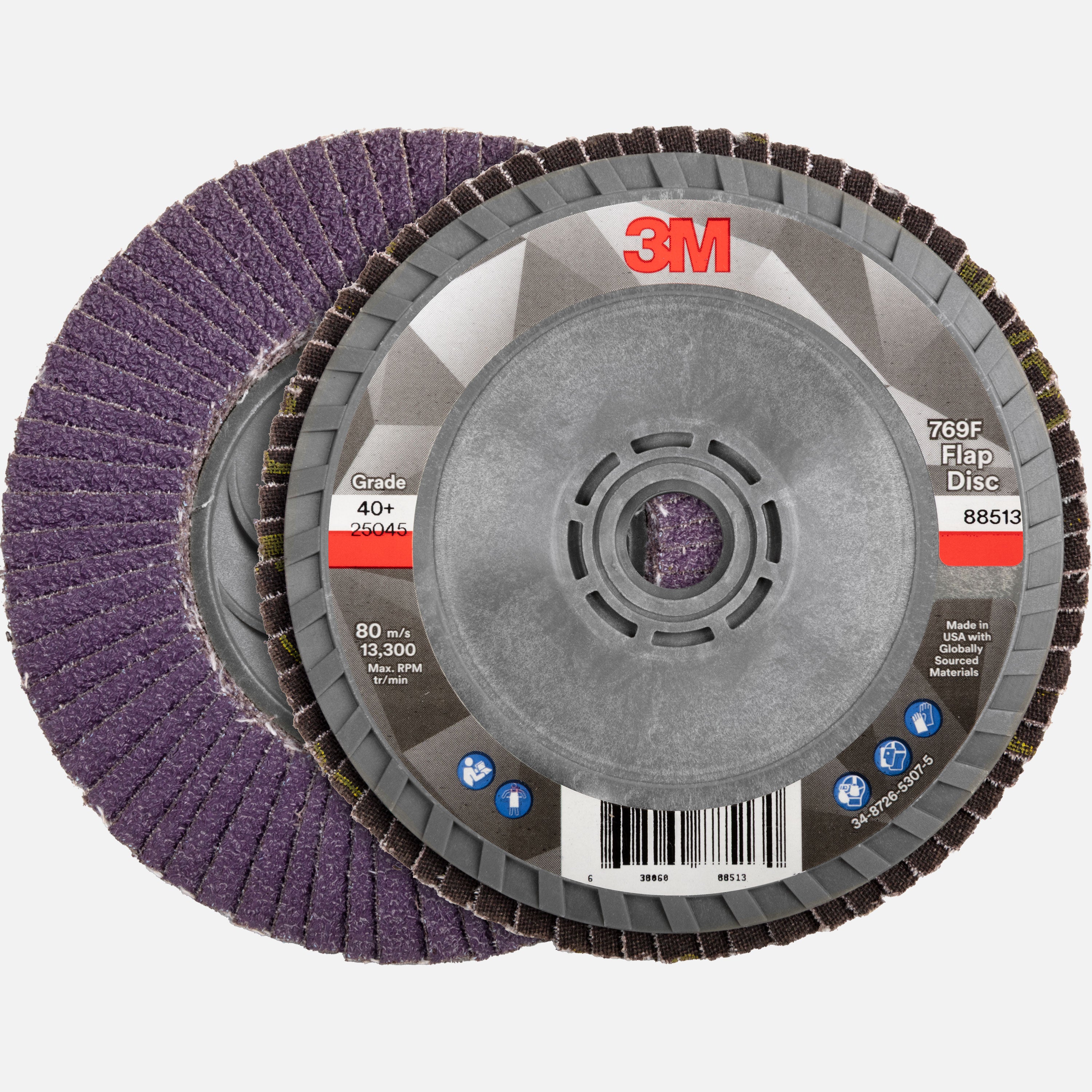 3M Flap Disc, 4-1/2 in x 5/8 in-11, 40+ Grit, T29, Quick Change, 769F (10-Pack)