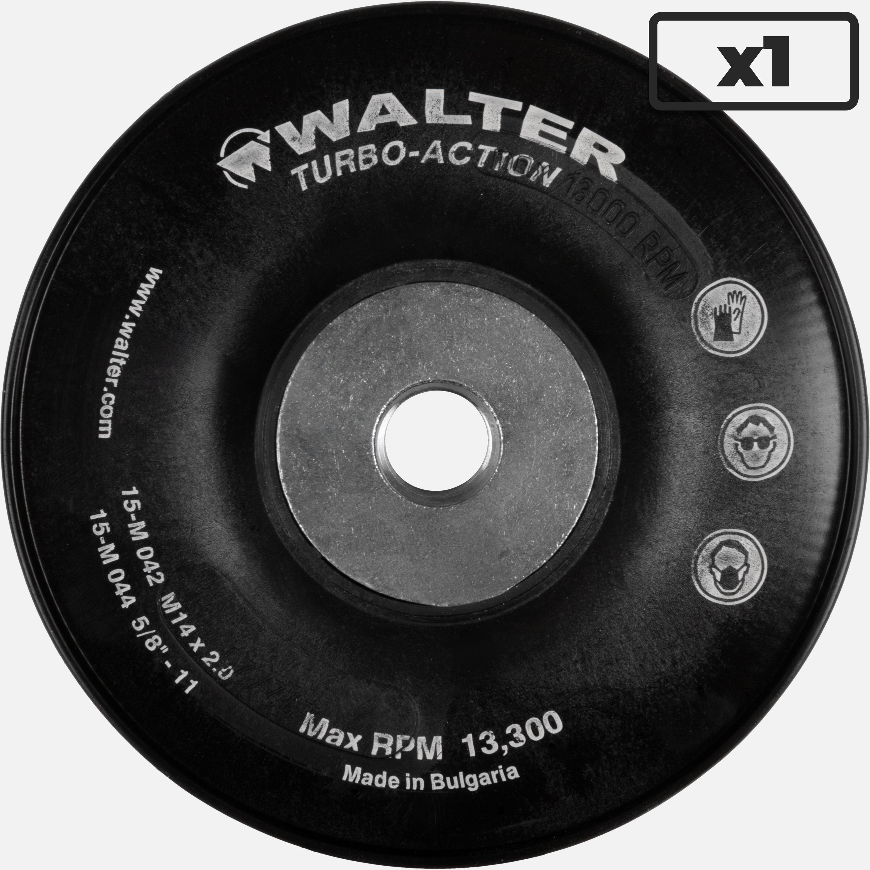 Walter, Turbo Backing Pad, 4-1/2" Diameter, 5/8"-11 Abrasive Arbor, 13,300 Max RPM, 15M044 (Single)