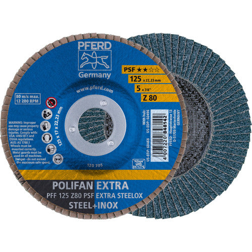 5" x 7/8" A.H. POLIFAN® Flap Disc - Z PSF EXTRA STEELOX, Zirconia, 80 Grit, Flat (5pc)