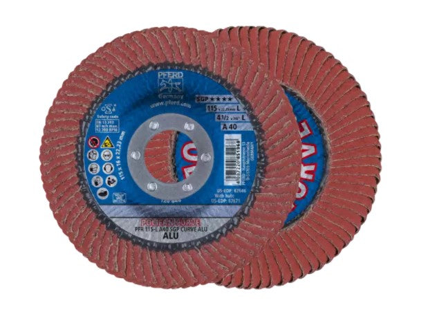 4-1/2" x 7/8" A.H. POLIFAN® Flap Disc - A SGP CURVE ALU, Aluminum oxide, 40 Grit, Large Radius (5pc)
