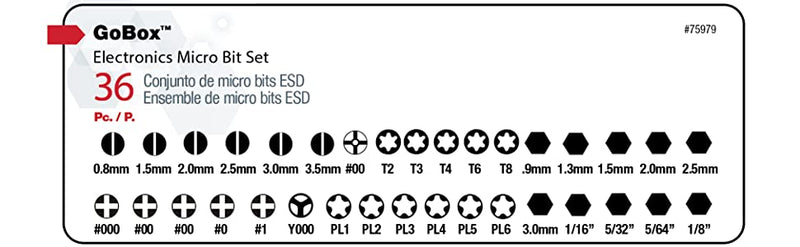 Wiha GoBox Electronics ESD Precision Micro Bit Set (36pc.)