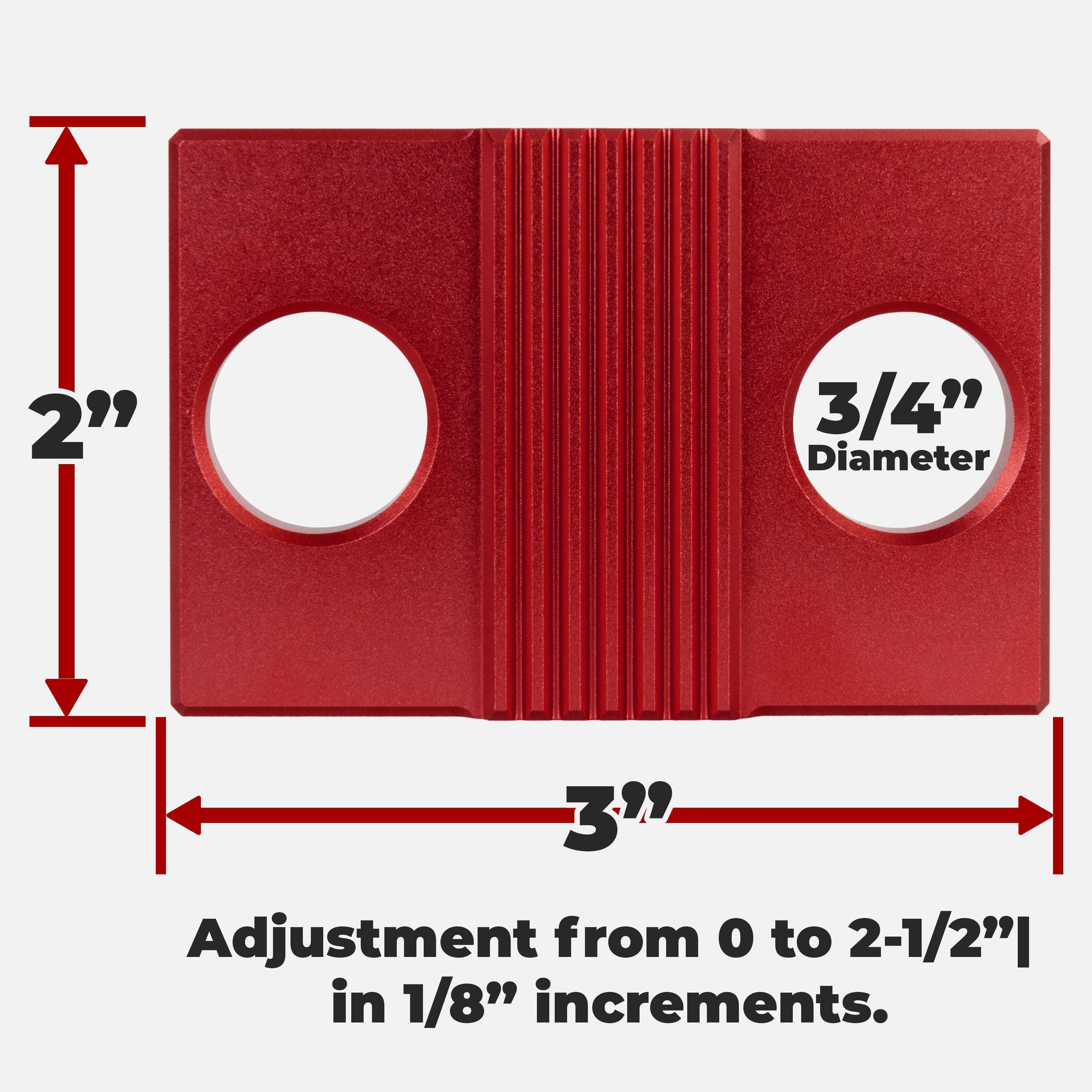 8"x2"x1" Tooth Block, AL, Red - 3/4" System