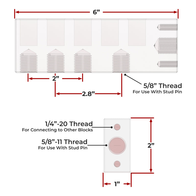 Fence Pin Blocks (6"x1"x2") - 5/8" System
