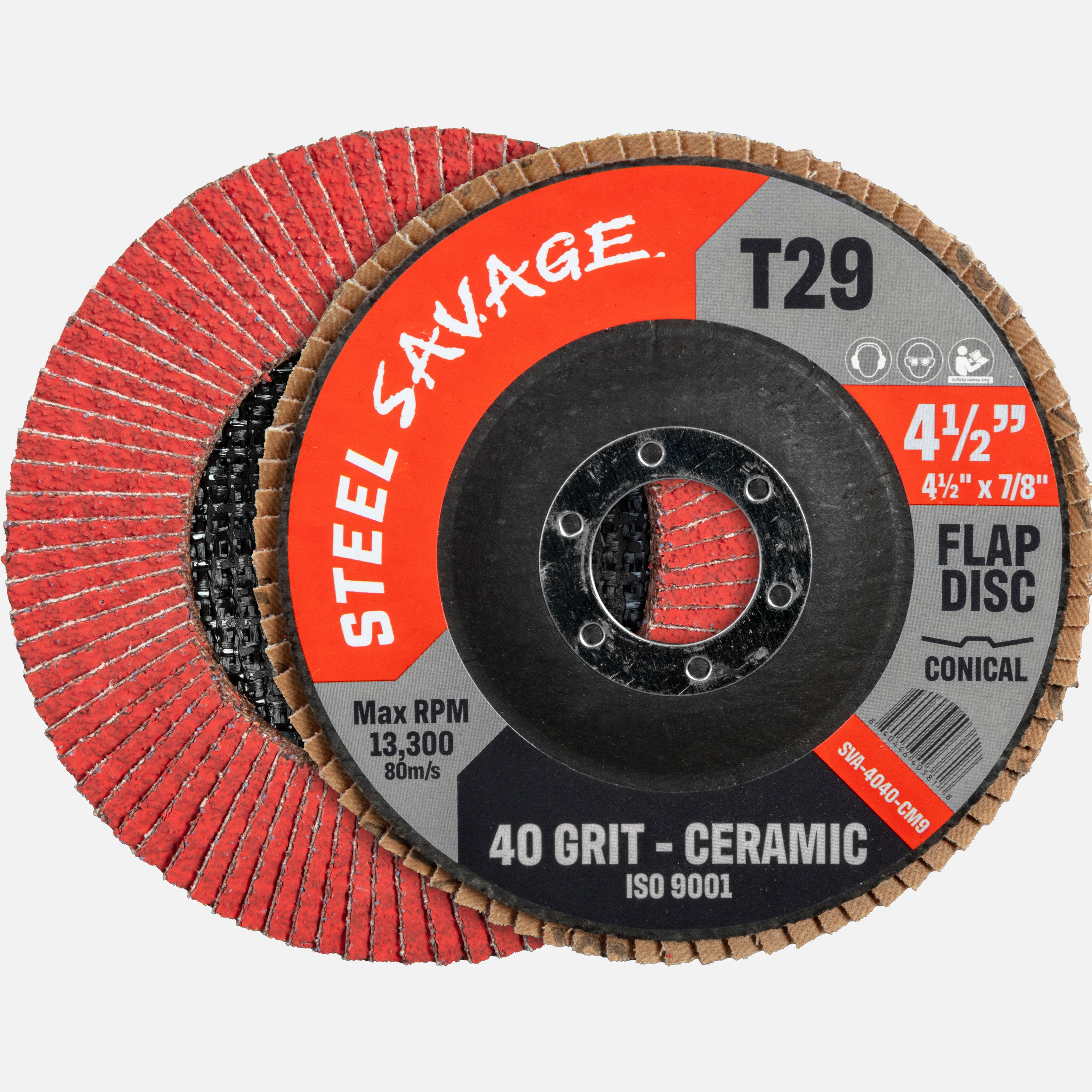 Savage 4.5" Ceramic Flap Disc, 40 Grit