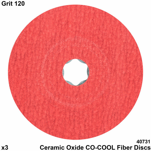 COMBICLICK® Fiber Disc, 4-1/2" Dia. - Ceramic Oxide CO-COOL, 120 Grit, Upgrade (25pc)