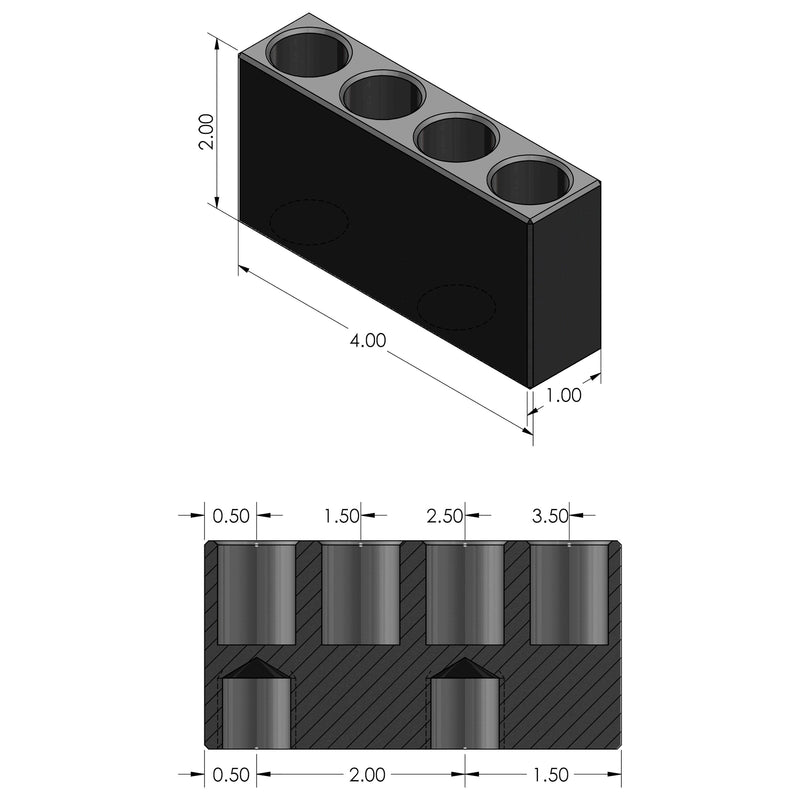 Fence Pin Blocks (4"x1"x2") - 5/8" System