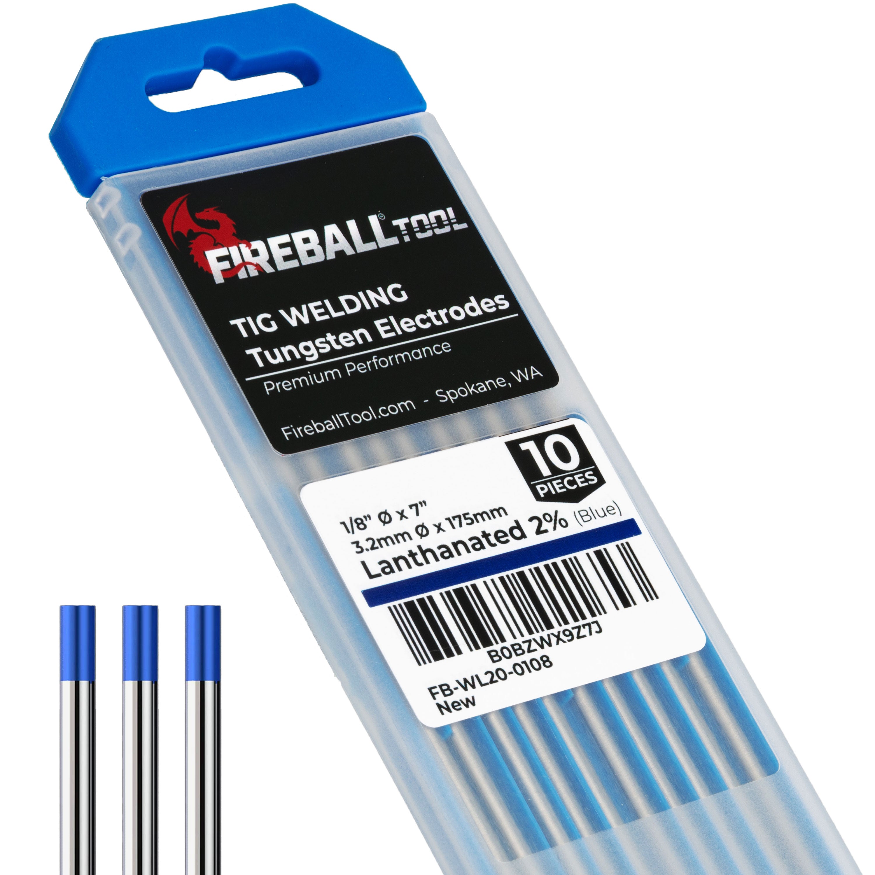 Fireball Tungsten, Tig Welding Electrode, 10pc